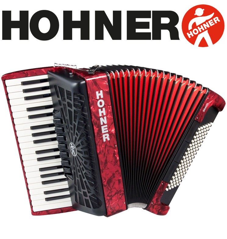 HOHNER MOD.Bravo III 96 Acordeón de teclas con 7-Registros - Rojo