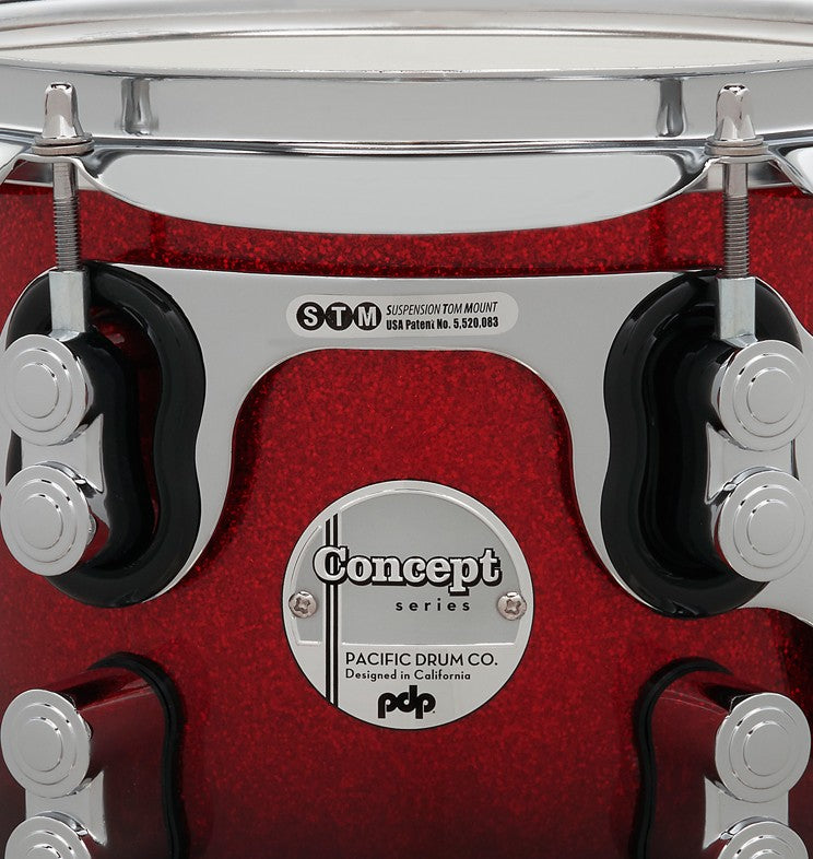 PDP "Concept Series" 7-Piece Maple Shell Pack - Red to Black Fade Lacquer